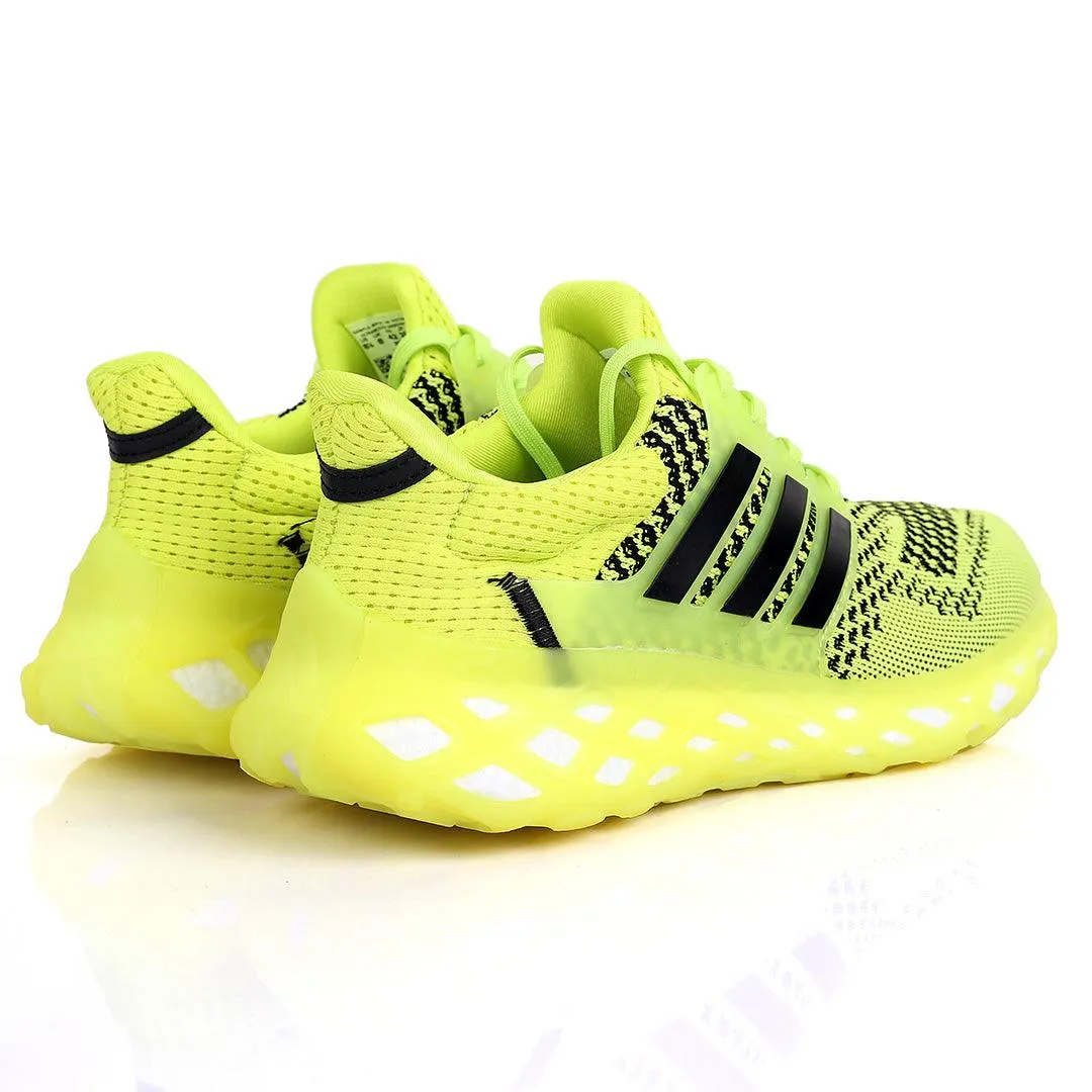 AD Boost Lemon And Black Designed Drift Men's Running Sneakers With Lemon Sole