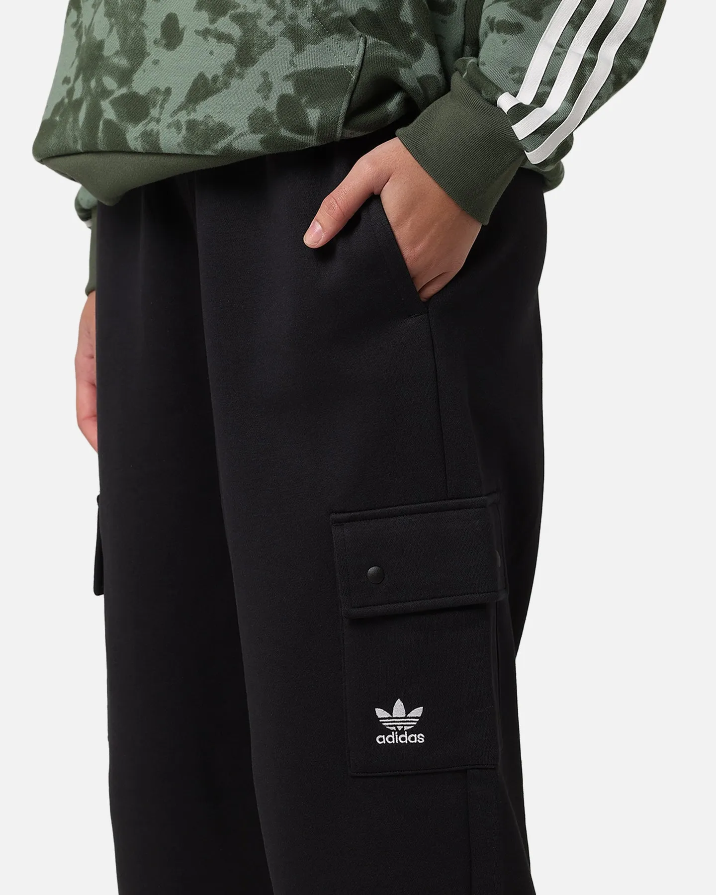 Adidas Women's Fleece Cargo Jogger Pants Black