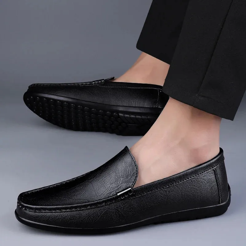 Aidase Handmade Casual Mens Genuine Leather Shoes Leather Casual Shoes Hot Sale Men Loafers Comfy Moccasins All-match Driving Shoe