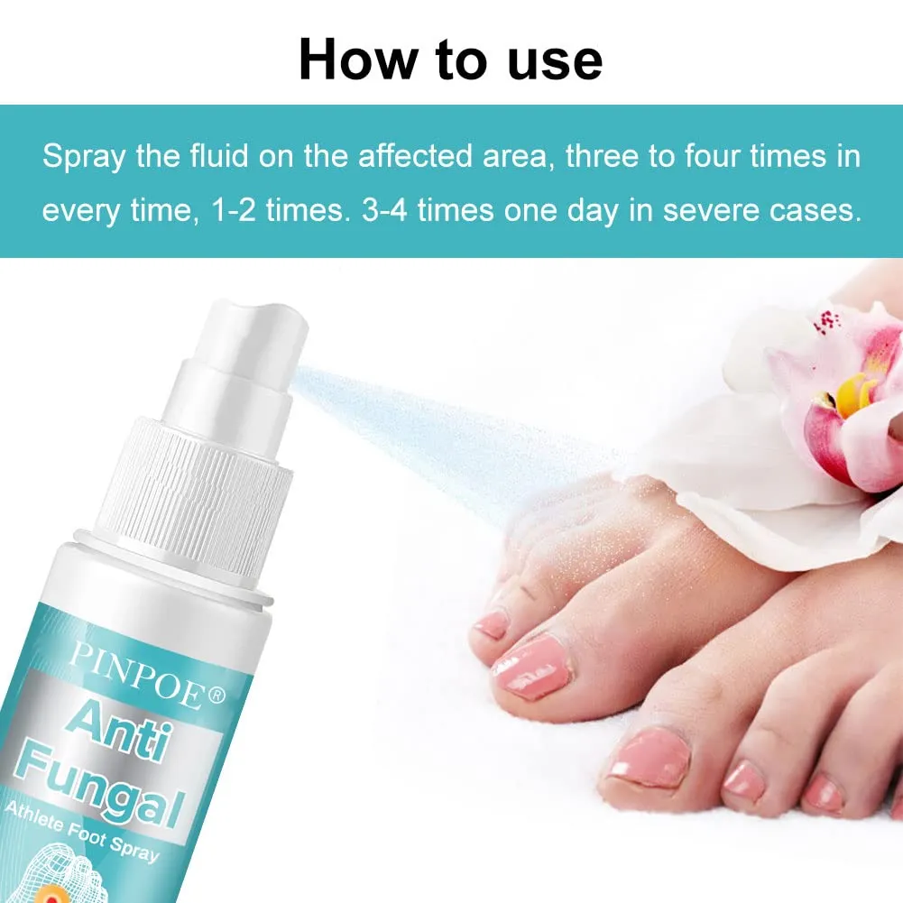 Antifungal Foot Spray, Athlete's Foot Spray Liquid, Athletes Foot Spray, Antifungal Deodorant, Anti-Fungi Treatment of Athletes Foot and Ringworm, Prevents Reinfection Soothe Itching Blue