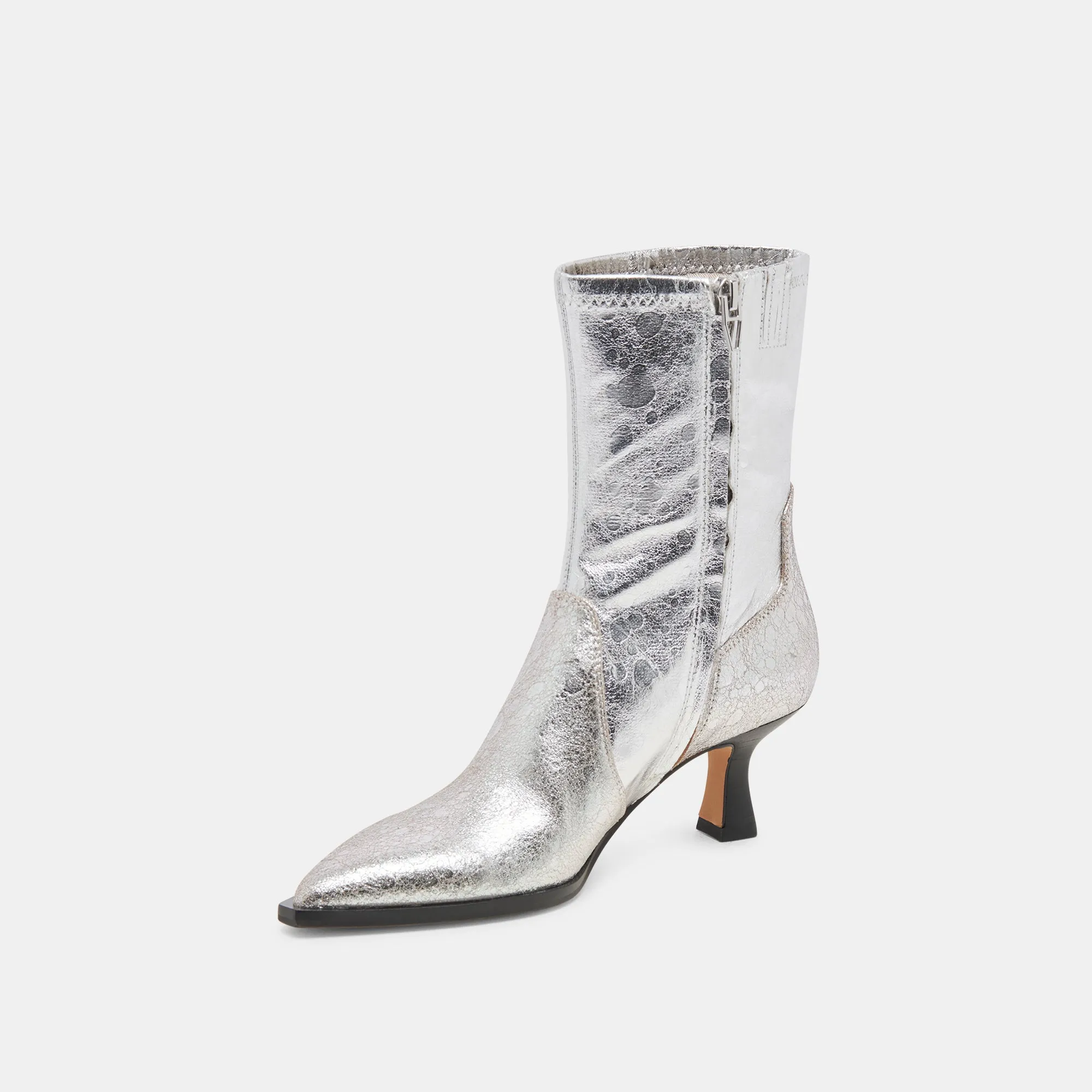 ARYA WIDE CALF BOOTS SILVER DISTRESSED LEATHER