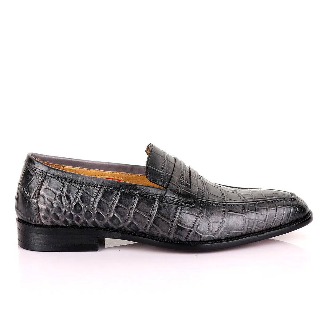 Berluti Crocodile Skin Grey  Colour Leather Shoe