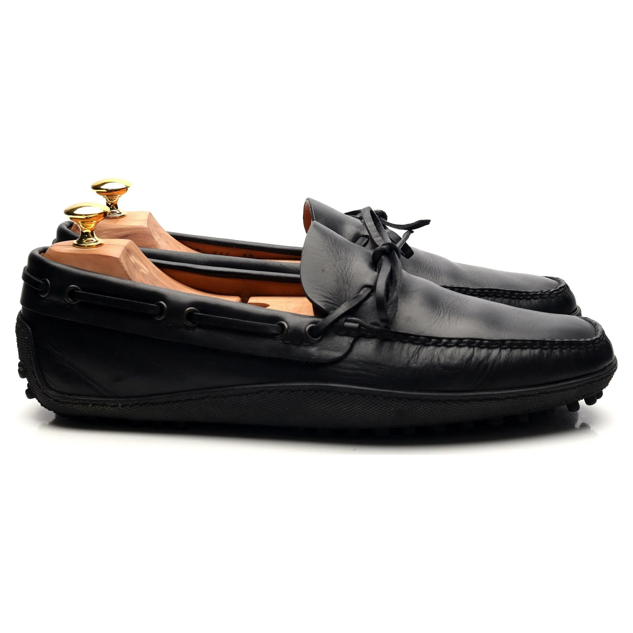 Black Leather Driving Loafers UK 10