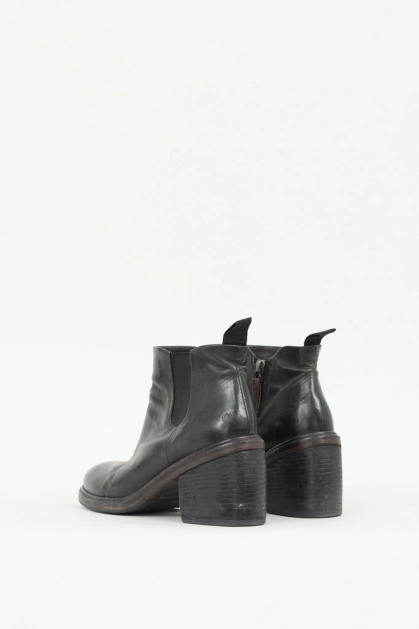 Black Leather Zip Chelsea Boot