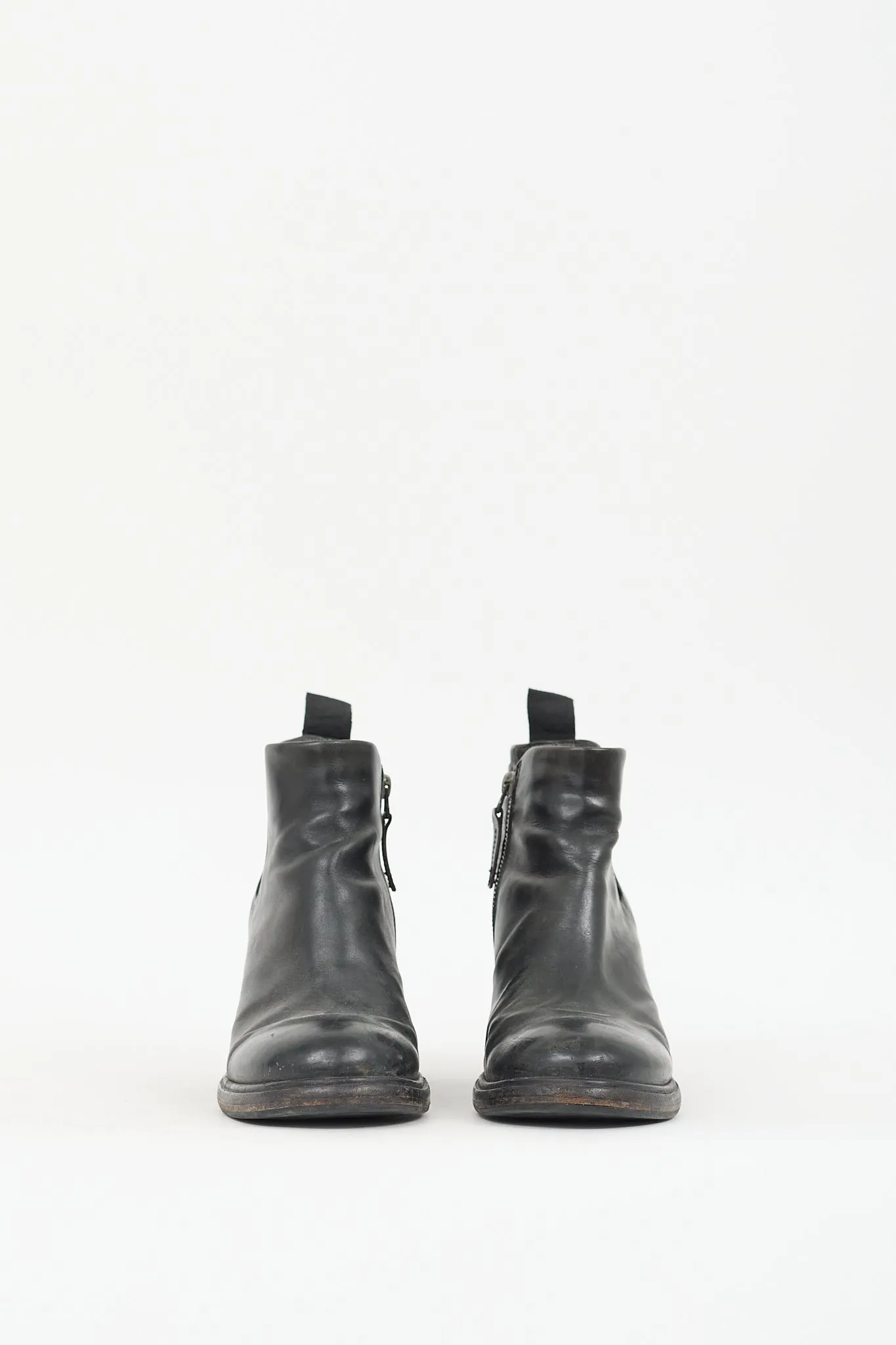 Black Leather Zip Chelsea Boot