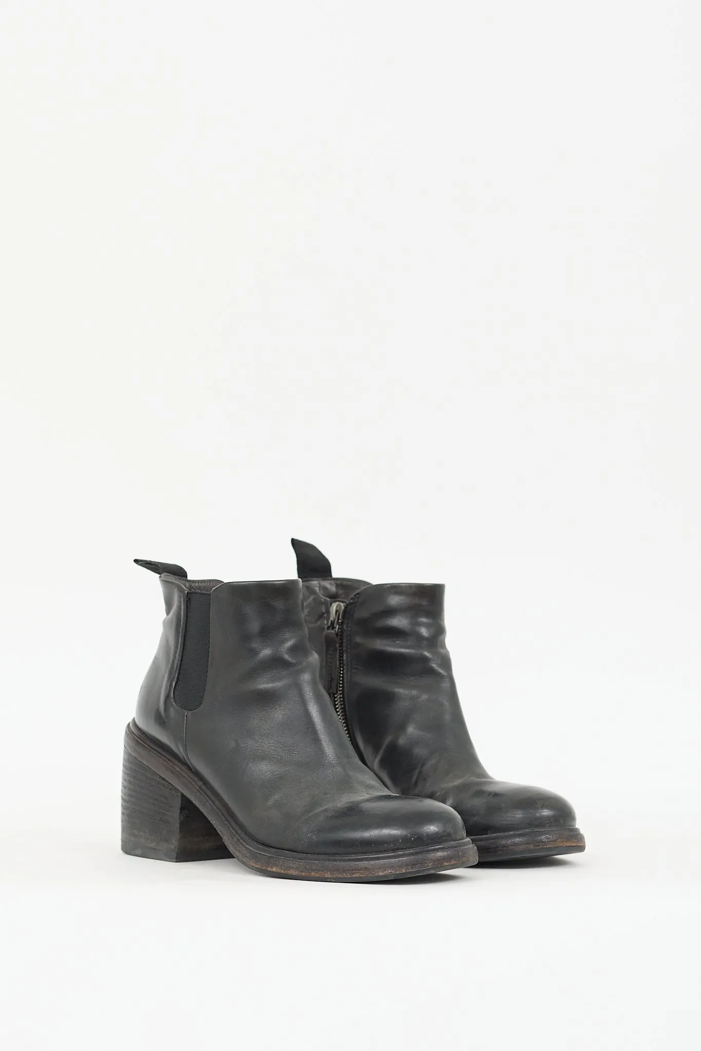 Black Leather Zip Chelsea Boot