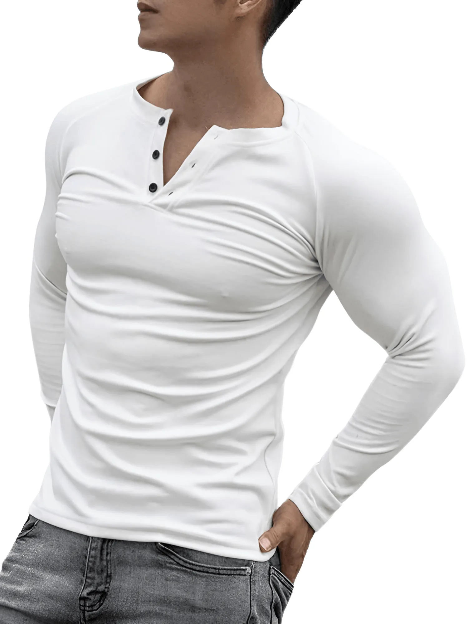 Casual Men's Long Sleeve Shirt Gym Fitness Bodybuilding Workout Slim Shirt Male Solid Tops Sport Clothing