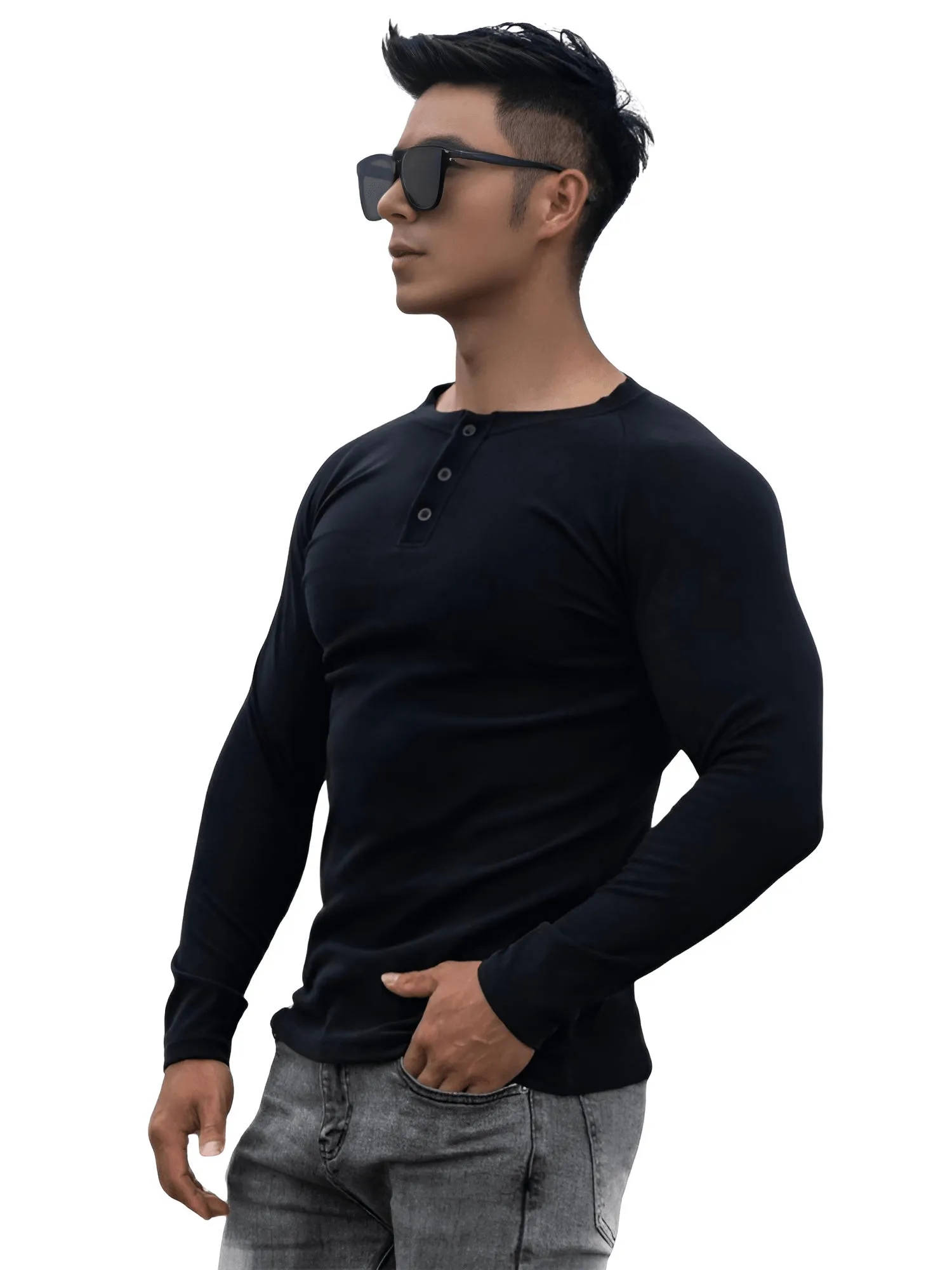 Casual Men's Long Sleeve Shirt Gym Fitness Bodybuilding Workout Slim Shirt Male Solid Tops Sport Clothing