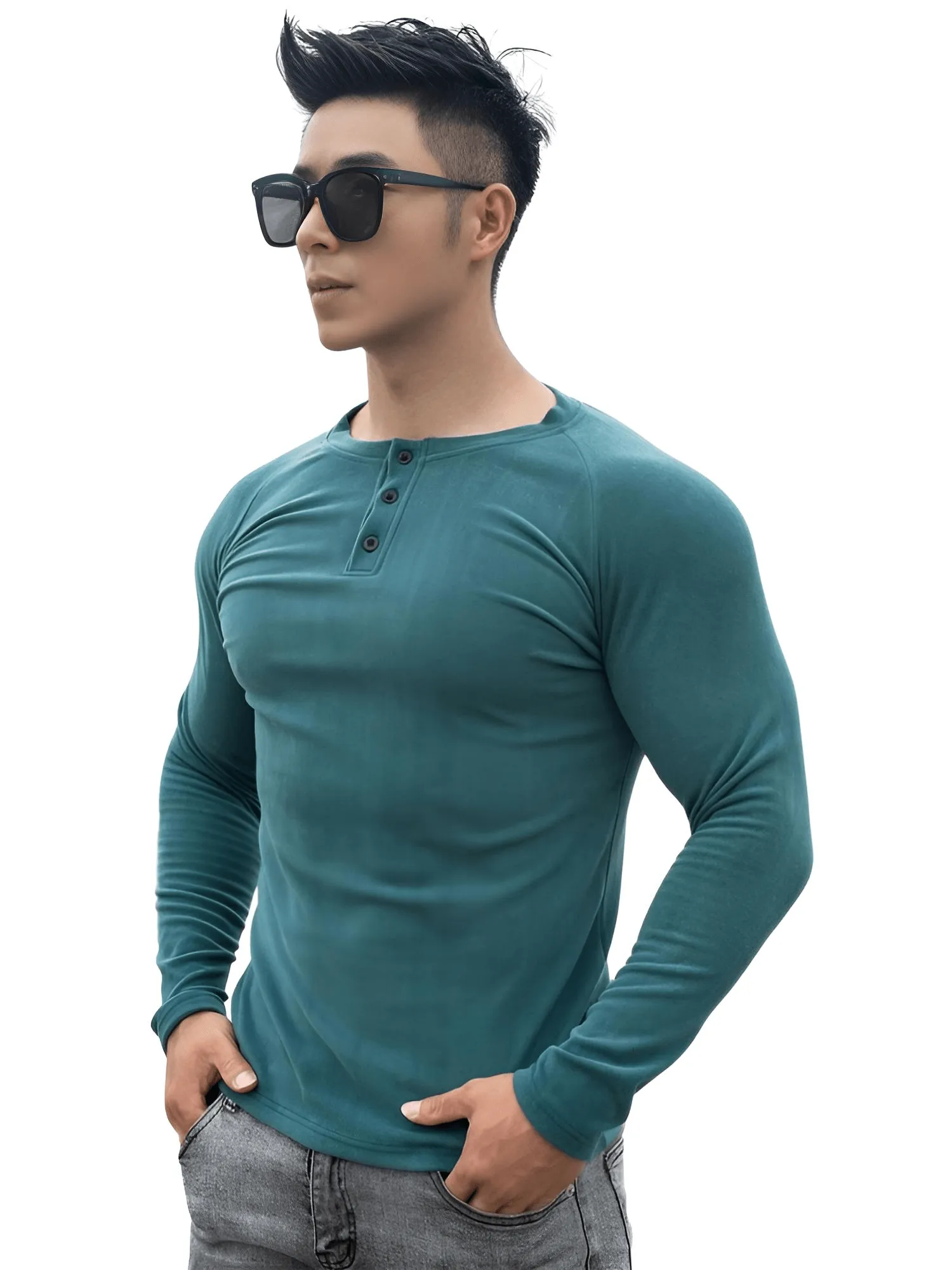 Casual Men's Long Sleeve Shirt Gym Fitness Bodybuilding Workout Slim Shirt Male Solid Tops Sport Clothing