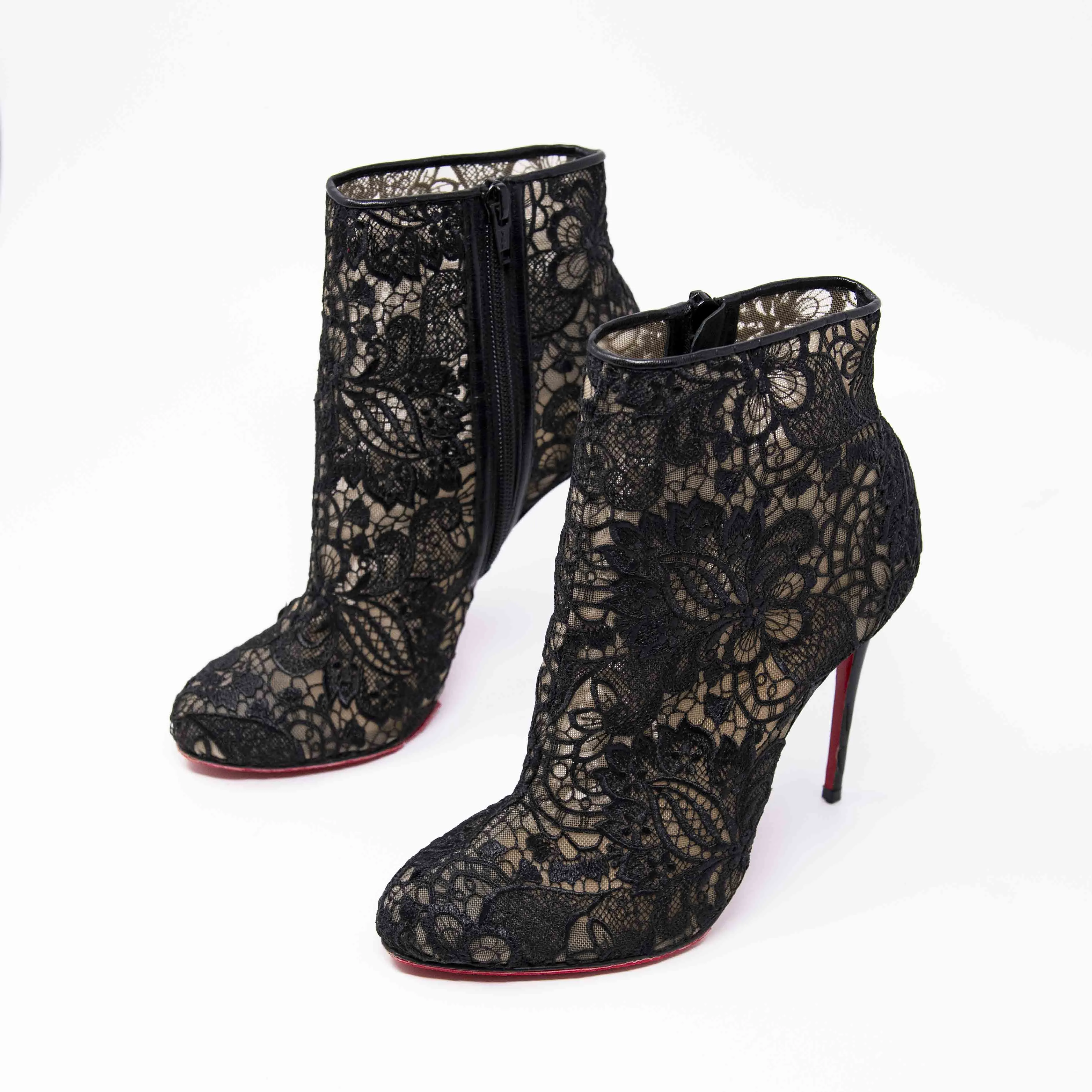 Christian Louboutin Black Miss Tennis Lace Boots 37