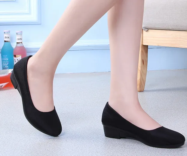 Cloth shoes wedge heel low heel work shoes soft bottom mother shoes - Women's shoes