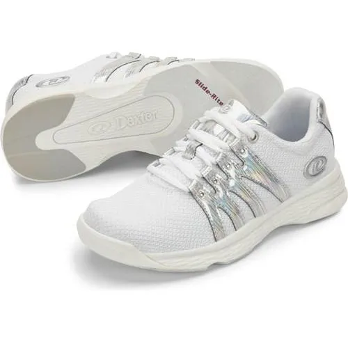 Dexter Womens Kathy White Silver Bowling Shoes