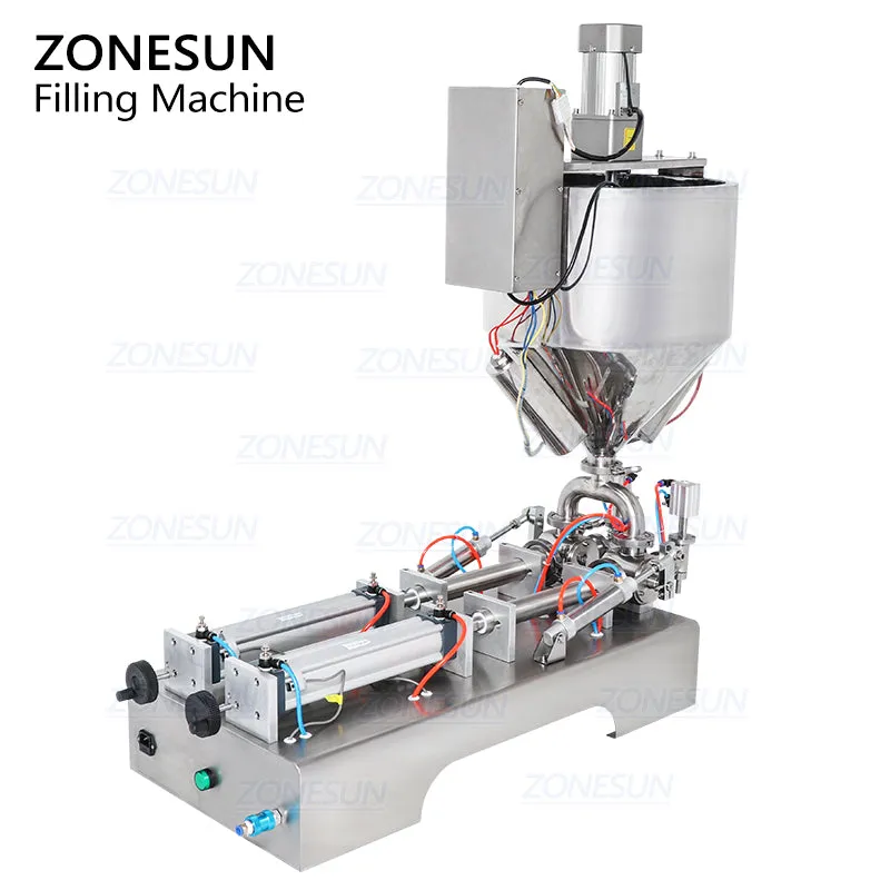 Double Nozzle Paste Filling Machine For Chocolate Sauce With Mixer Heater