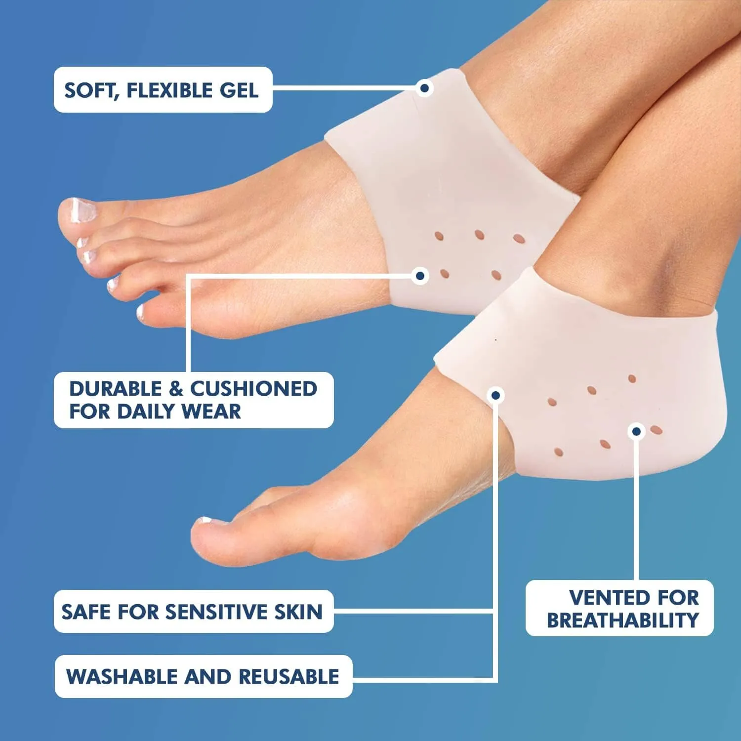 Dr. Frederick's Original Gel Heel Guards - 4ct. - Heel Cups for Heel Pain Relief - Plantar Fasciitis - Soft Heel Protectors - Gel Inserts - Cushions for Bone Spurs, Heel Spurs, Gout