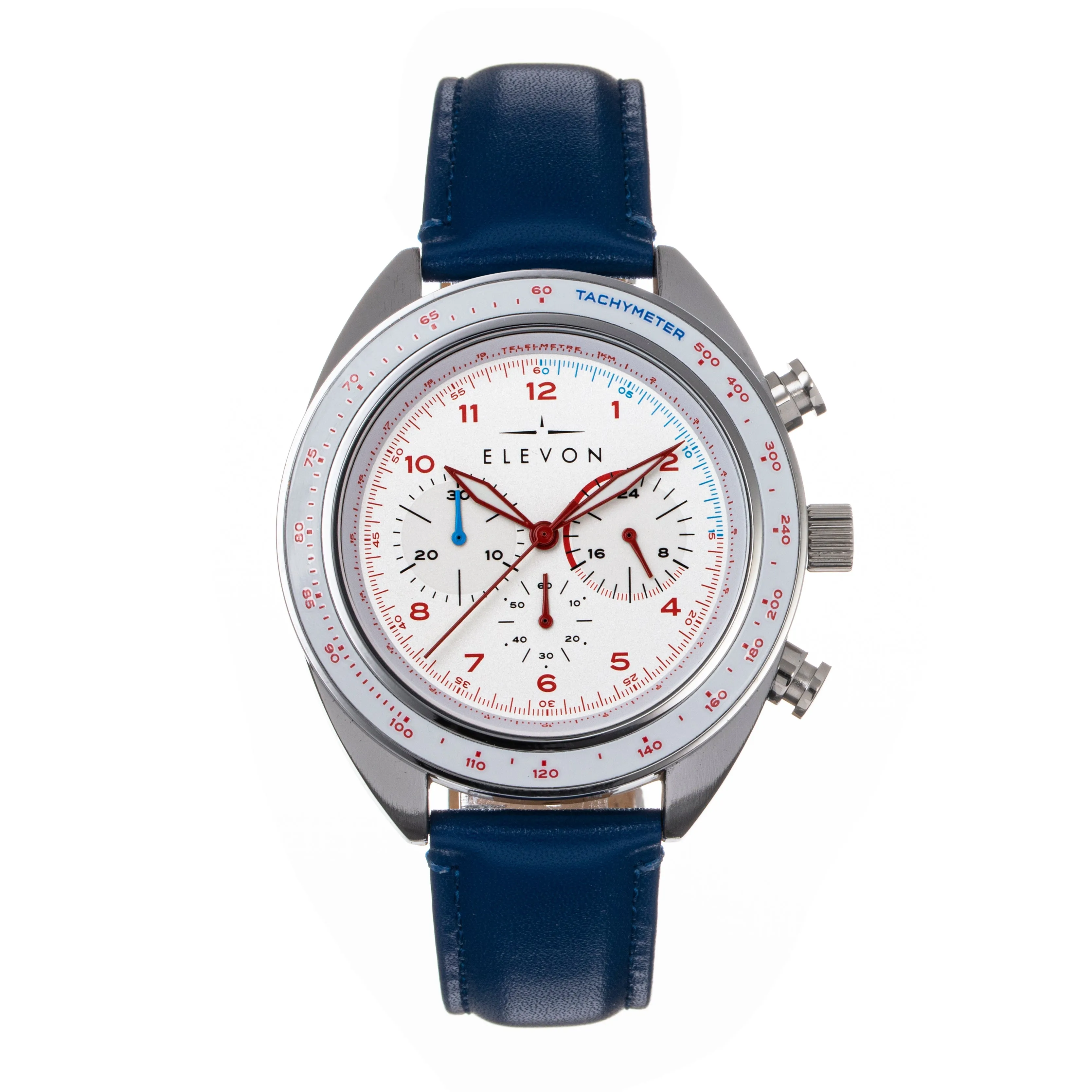 Elevon Bombardier Chronograph Leather-Strap Watch - Blue/White