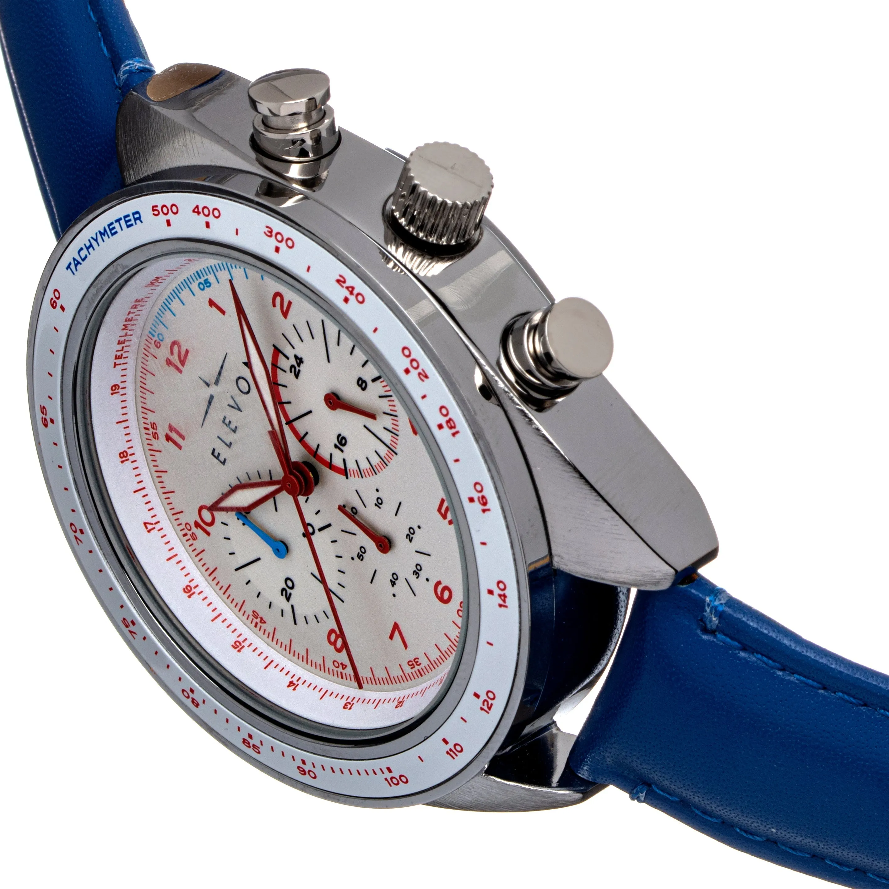 Elevon Bombardier Chronograph Leather-Strap Watch - Blue/White