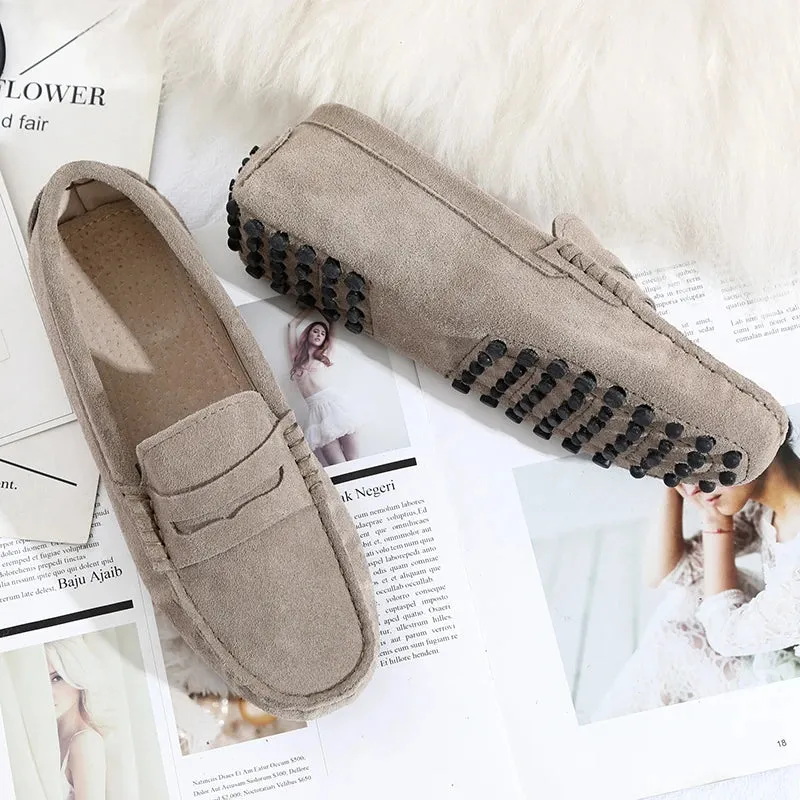 Genuine Leather Spring Flat Shoes Casual Loafers Slip On Women's Flats Shoes Moccasins Lady Driving Shoes