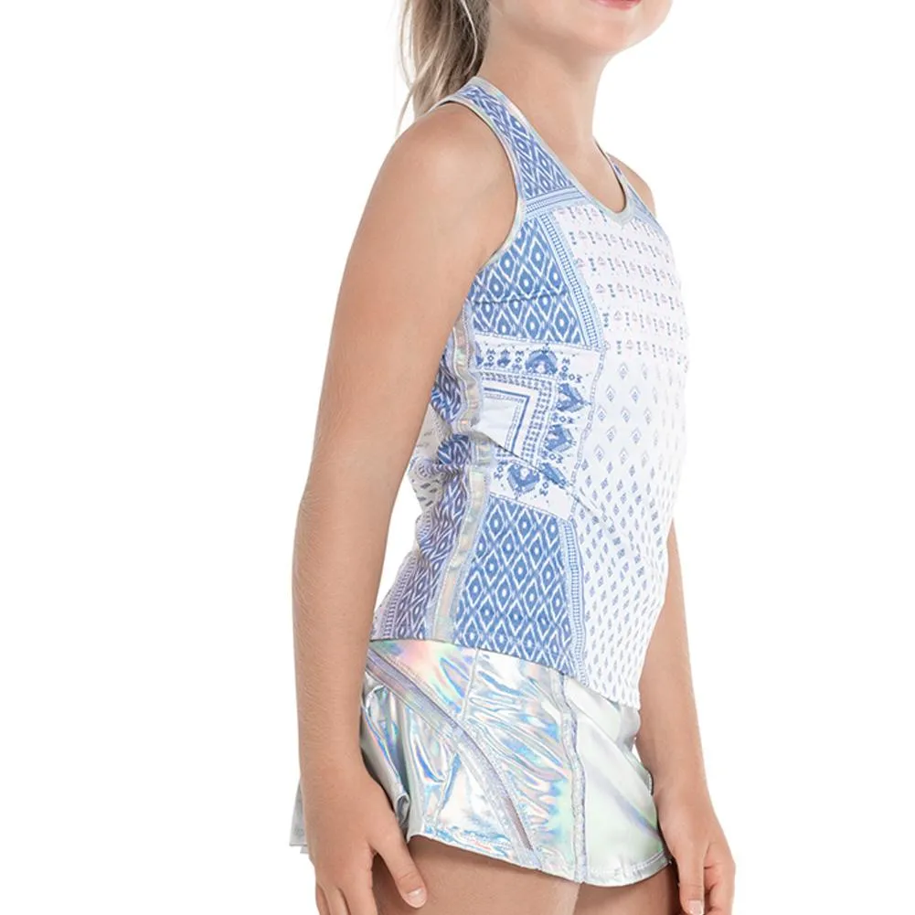 Girl's All In Ikat Tennis Tank White