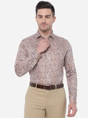 Grey & Pink Printed Slim Fit Party Wear Shirt | JB Studio