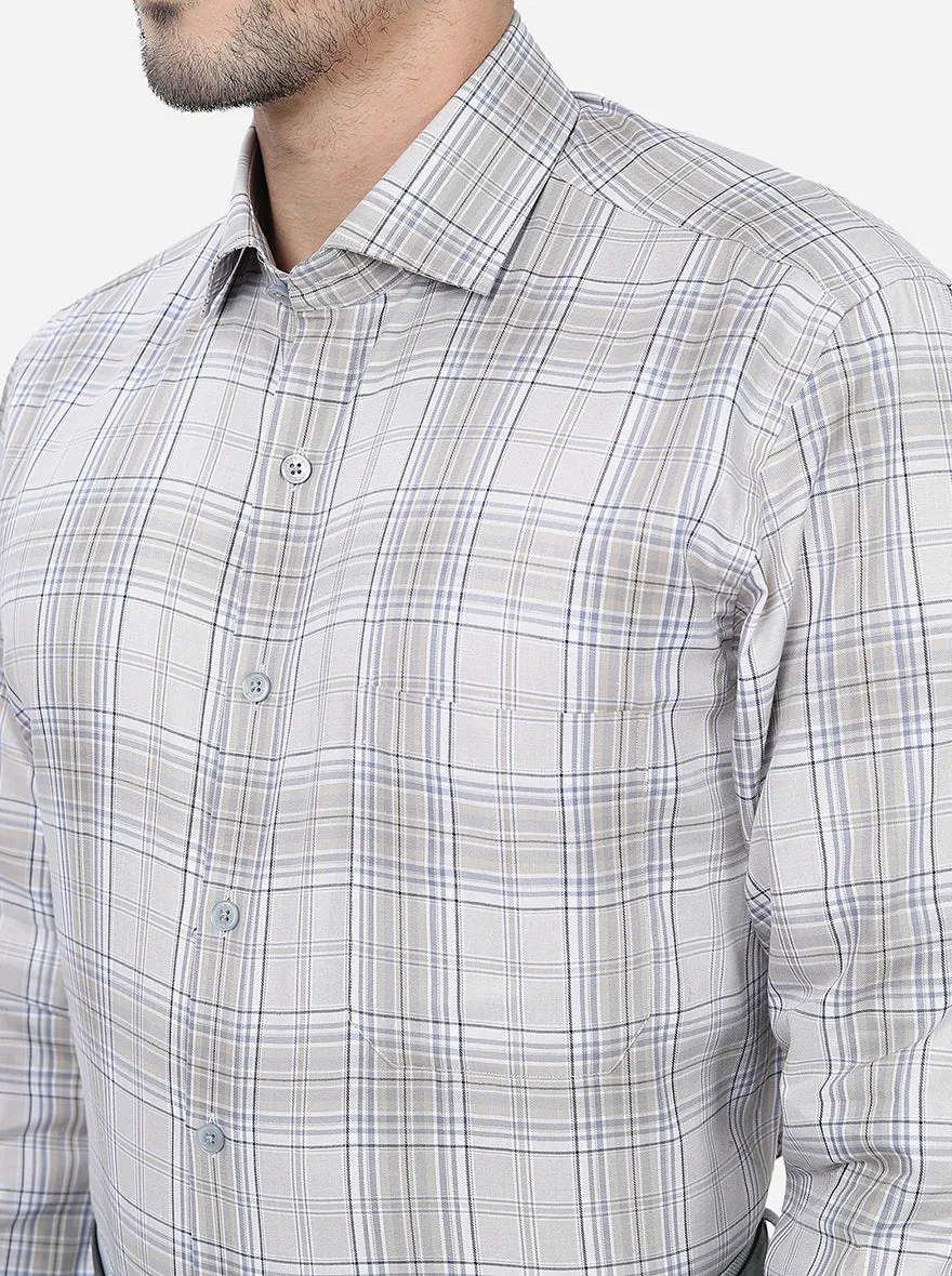 Grey Checked Regular Fit Formal Shirt | JadeBlue