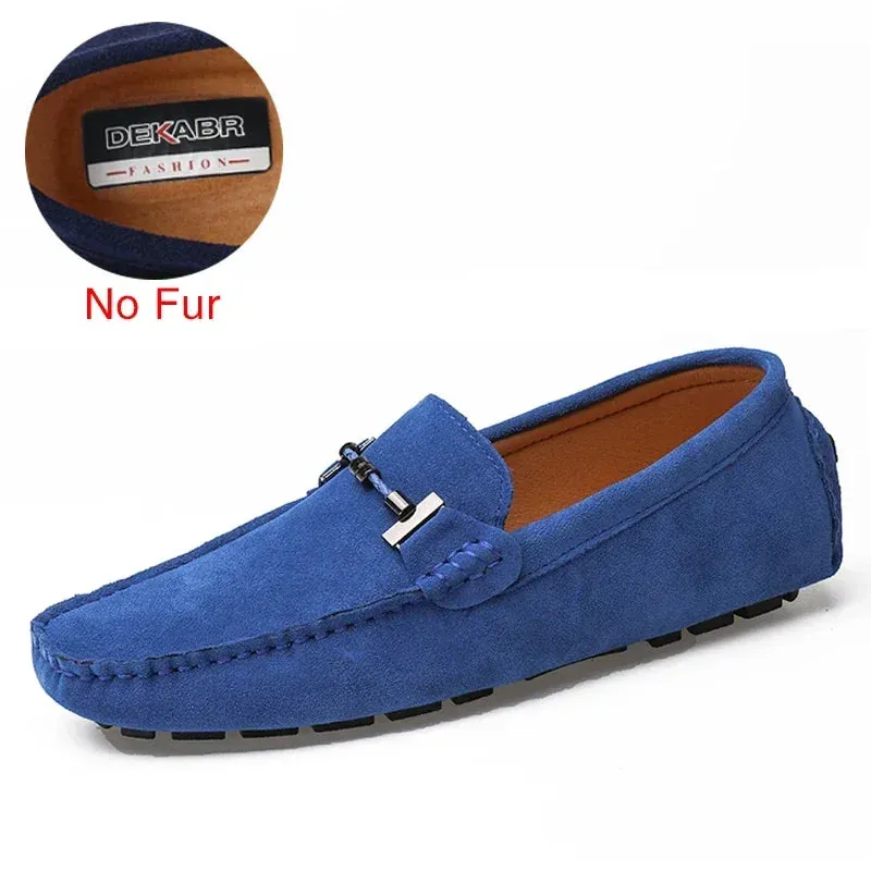 Handmade Men Loafers Luxury Genuine Leather Casual Shoes Comfortable Soft Driving Shoes Warm Fur Plus Office Moccasins