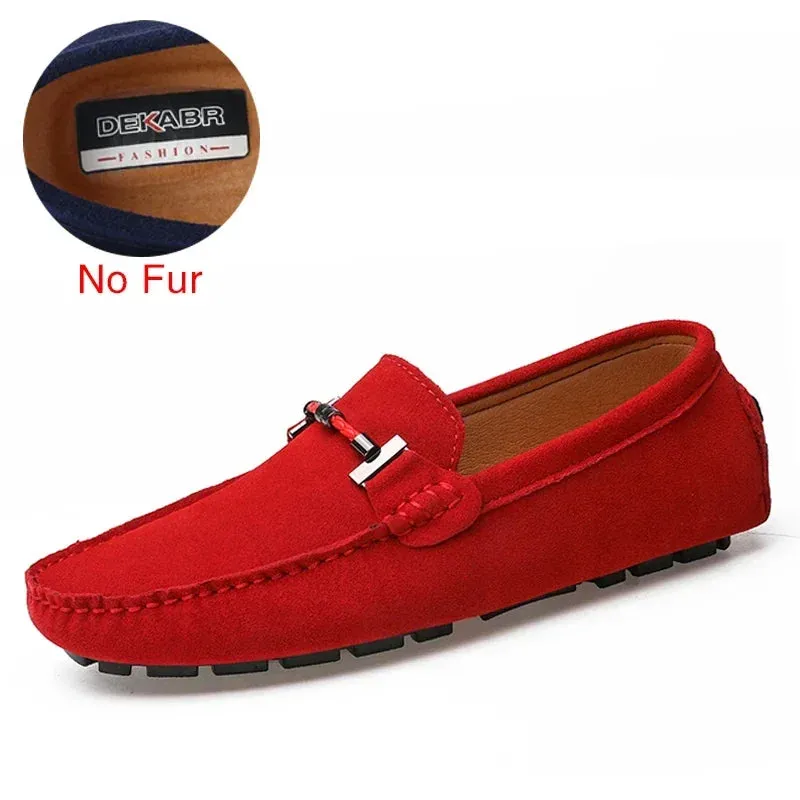 Handmade Men Loafers Luxury Genuine Leather Casual Shoes Comfortable Soft Driving Shoes Warm Fur Plus Office Moccasins