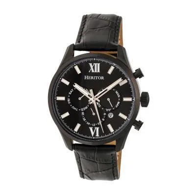 Heritor Automatic Benedict Leather-Band Watch w/Day/Date