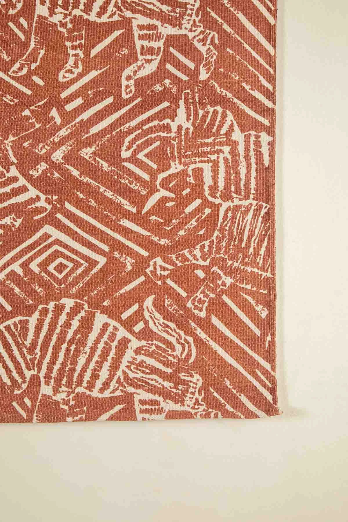 Hidden Bull Printed Rug (Madder Red)