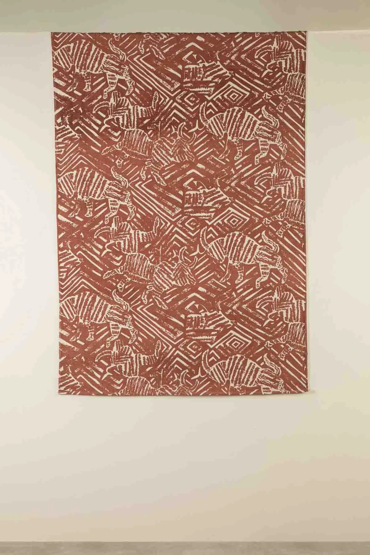 Hidden Bull Printed Rug (Madder Red)