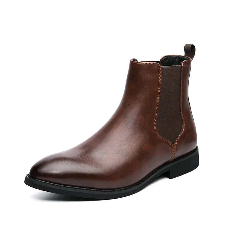 Ilooove New Chelsea Boots Men Shoes PU Brown Fashion Versatile Business Casual British Style Street Party Wear Classic Ankle Boots