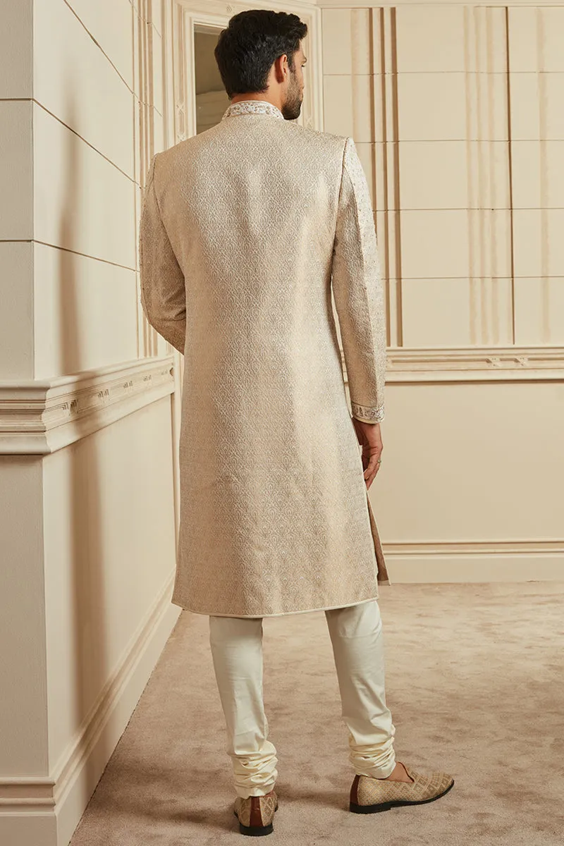 Ivory Brocade Embroidered Sherwani