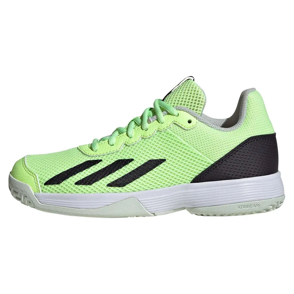 Juniors` Courtflash Tennis Shoes Green Spark and Aurora Black