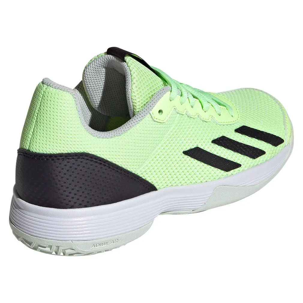 Juniors` Courtflash Tennis Shoes Green Spark and Aurora Black