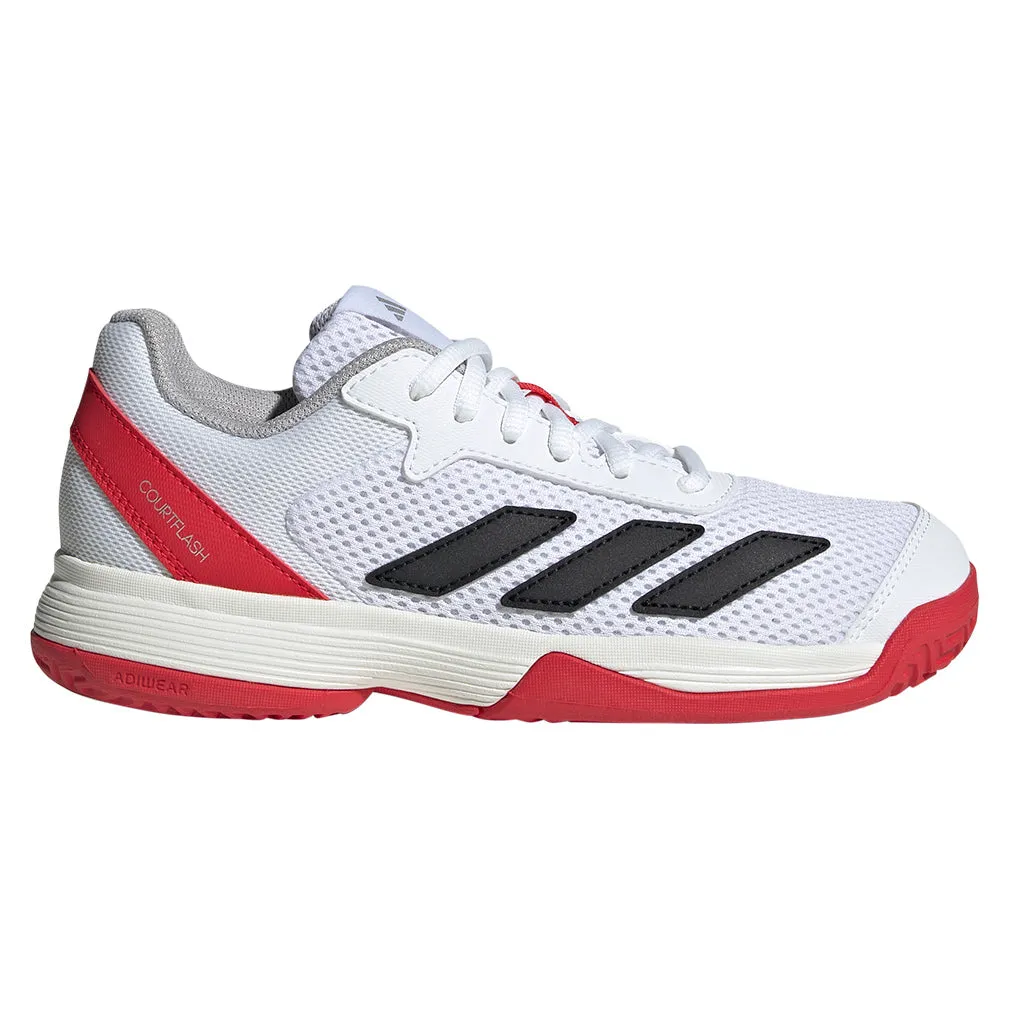 Junior`s Courtflash Tennis Shoes White and Core Black