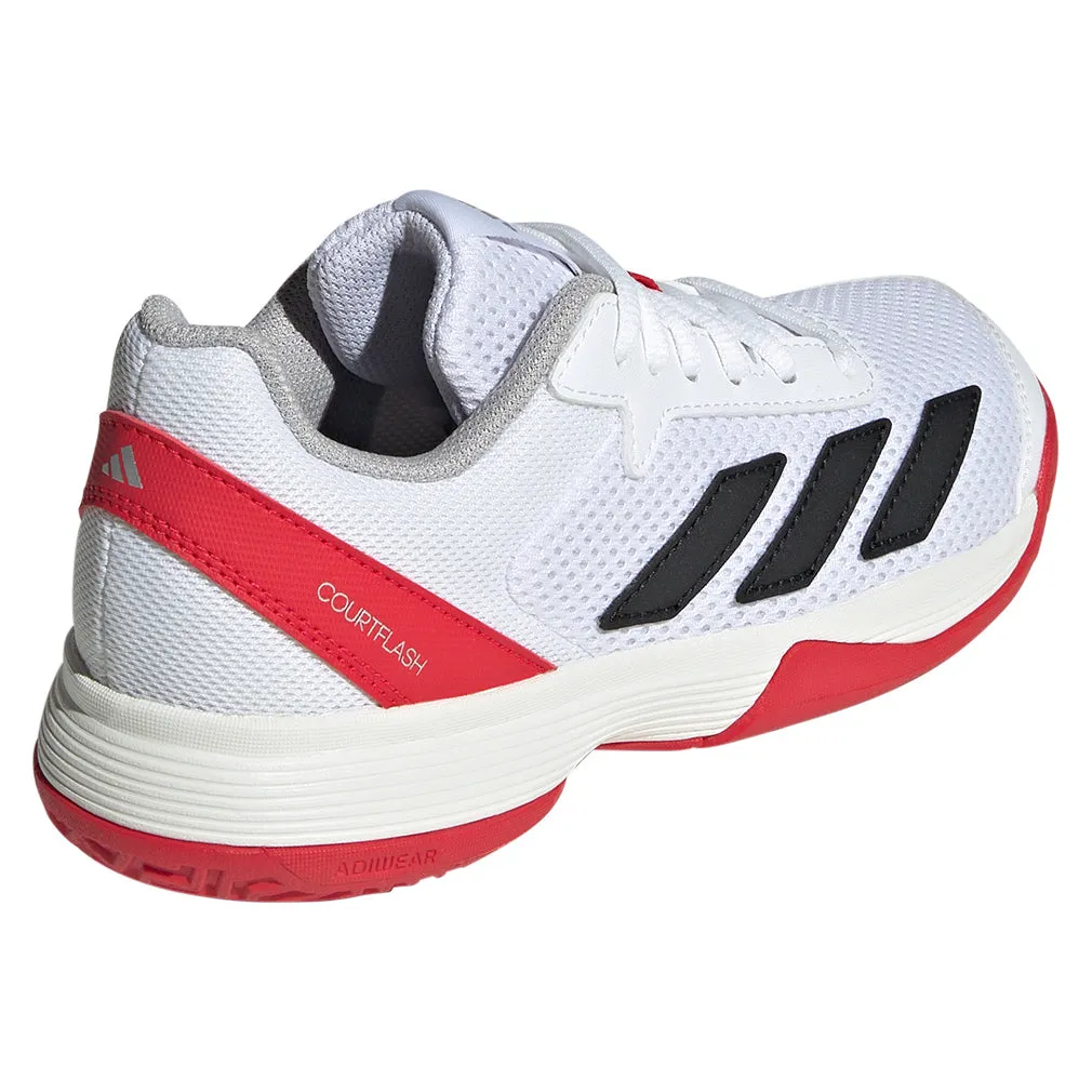 Junior`s Courtflash Tennis Shoes White and Core Black