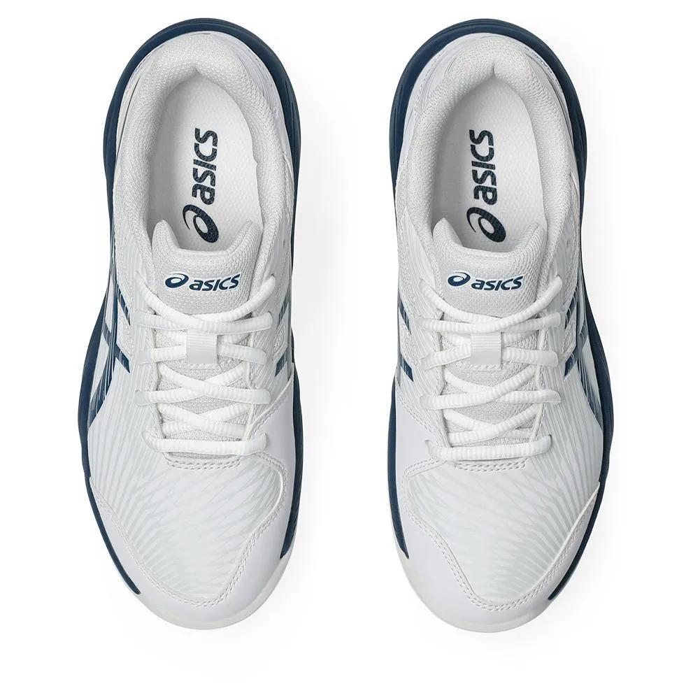 Juniors Gel-Game 9 GS Tennis Shoes White and Mako Blue