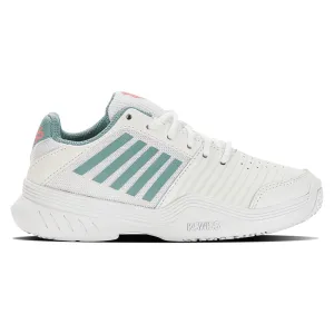 K-Swiss Court Express Omni Tennis Shoes (Girls) - White/Nile Blue/Desert Flower