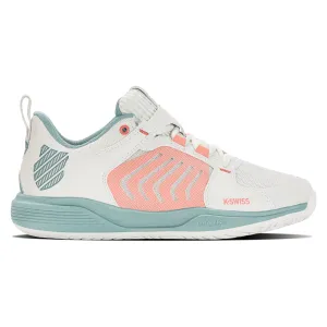 K-Swiss Ultrashot Team Tennis Shoes (Ladies) - Blanc/Nile Blue/Desert Flower