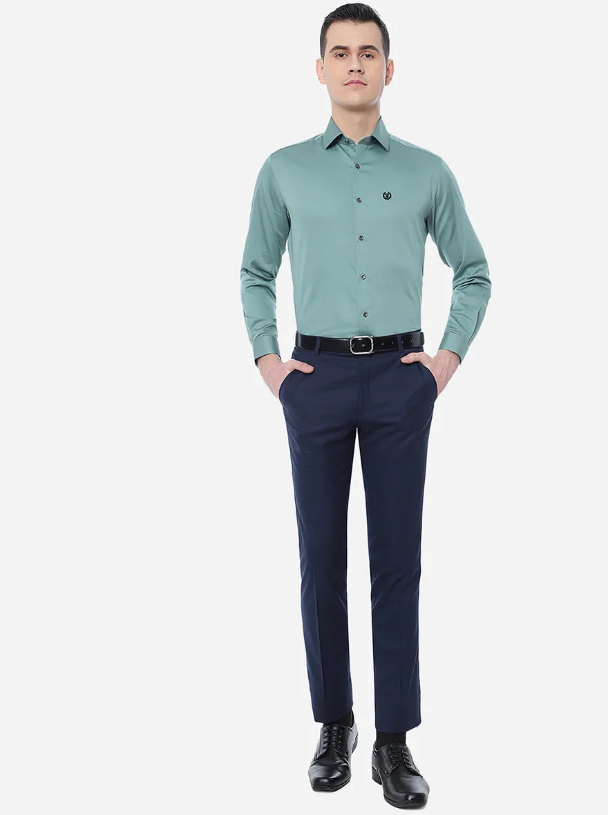 Light Green Solid Slim Fit Party Wear Shirt | Greenfibre