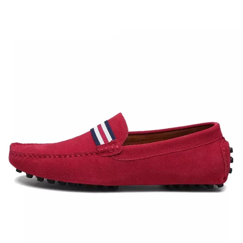 Loafers Men New Design Suede Loafers Genuine Leather Slip on Moccasins Men Comfy Red Moccasin Driving Loafers for Men