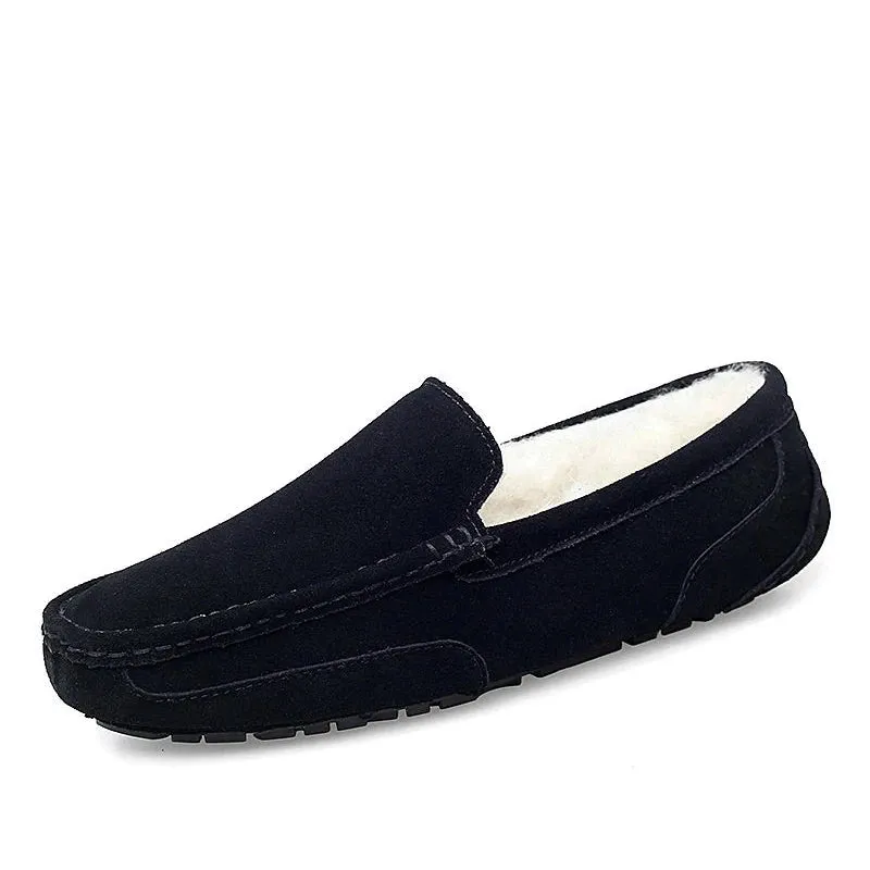 Men Loafers Shoes Warm Soft Genuine Leather Business Men Moccasins Shoes Breathable Slip on Driving Shoes Size 38-47