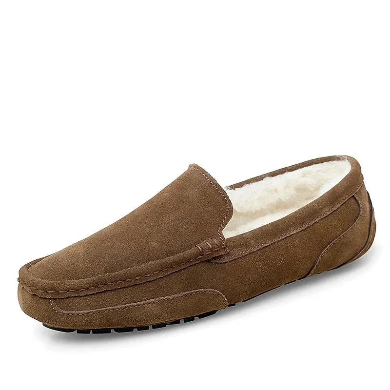 Men Loafers Shoes Warm Soft Genuine Leather Business Men Moccasins Shoes Breathable Slip on Driving Shoes Size 38-47