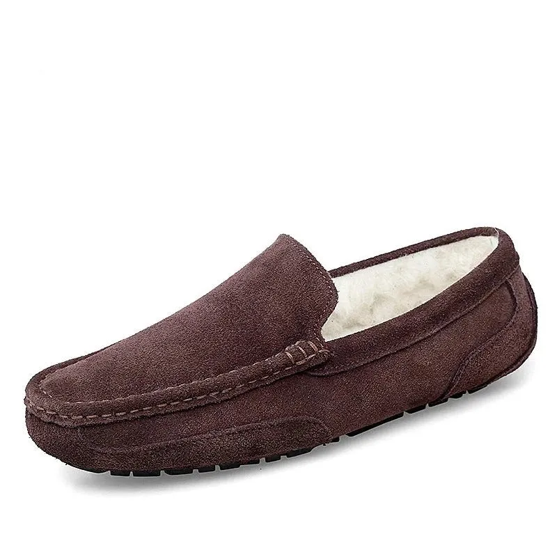 Men Loafers Shoes Warm Soft Genuine Leather Business Men Moccasins Shoes Breathable Slip on Driving Shoes Size 38-47