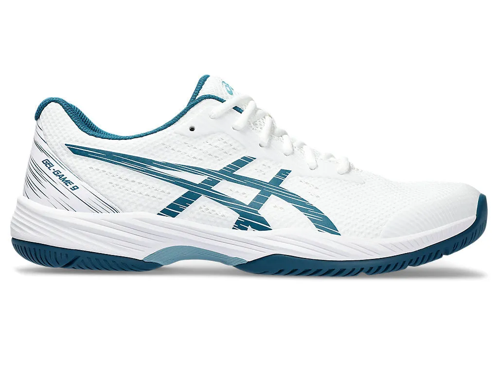 Men's Asics Gel-Game 9, White/Restful Teal, 10 D Medium