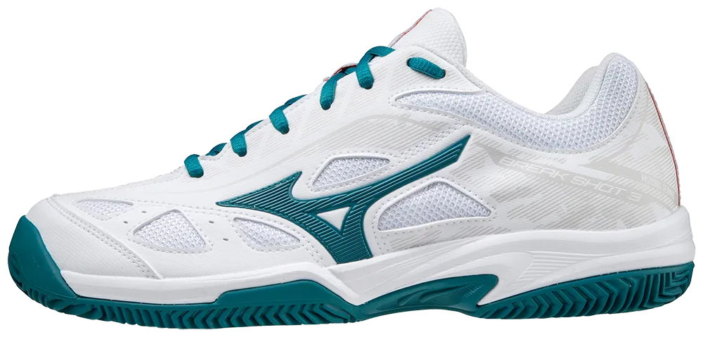 Mizuno Breakshot 3 CC Padel Shoes (Unisex, White/Turquoise)