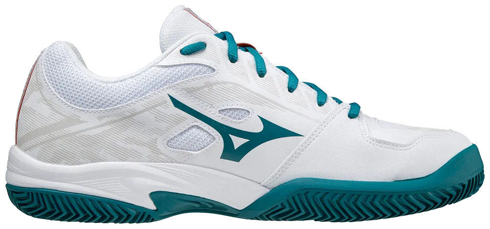 Mizuno Breakshot 3 CC Padel Shoes (Unisex, White/Turquoise)