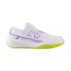 New Balance Women's 696v5 Court Tennis Shoes - White/Purple Fade