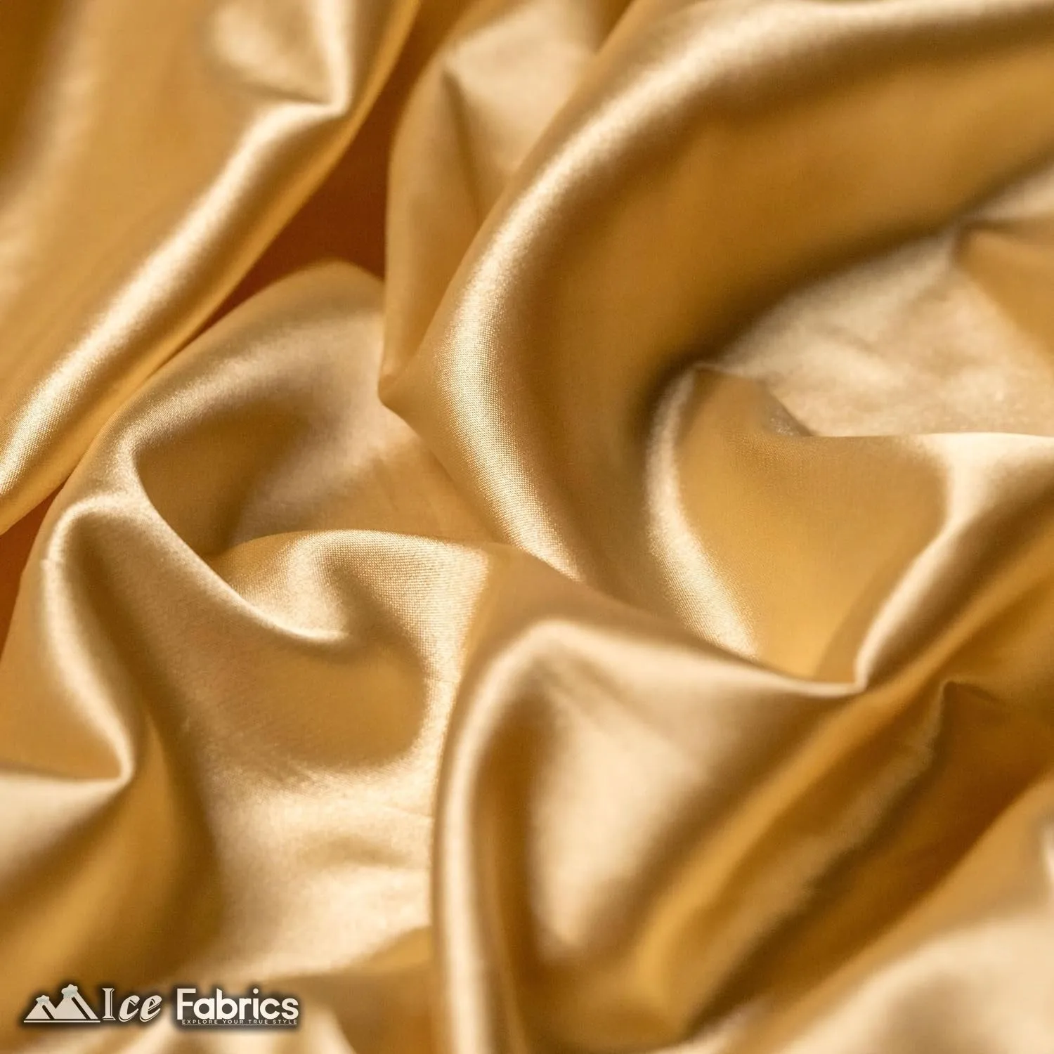 New Shiny Light Gold Charmeuse Stretch Satin Fabric