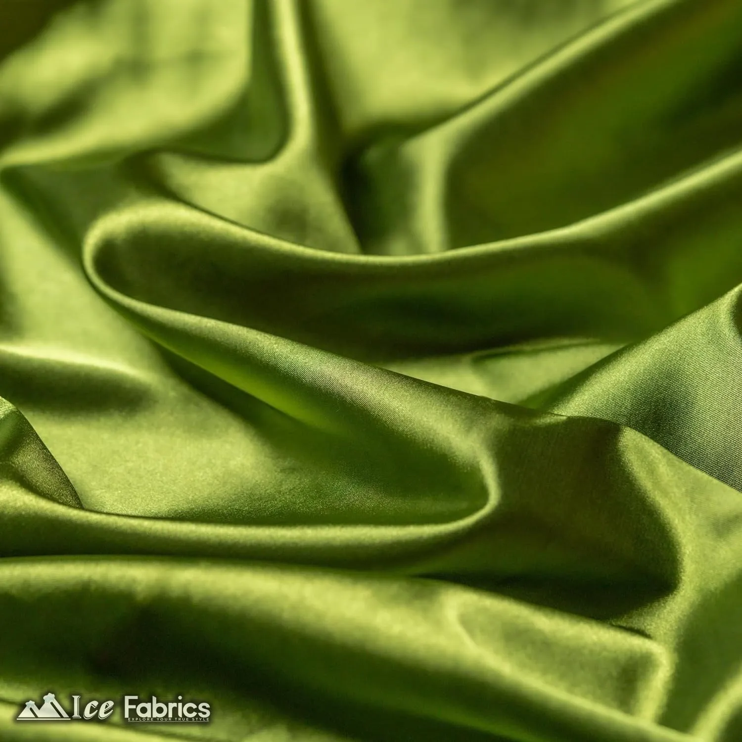 New Shiny Light Olive Green Charmeuse Stretch Satin Fabric