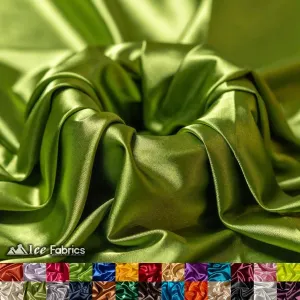 New Shiny Light Olive Green Charmeuse Stretch Satin Fabric